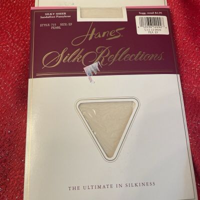Hanes Silk Reflections Size EF Pearl Silky Control Top Vintage Pantyhose